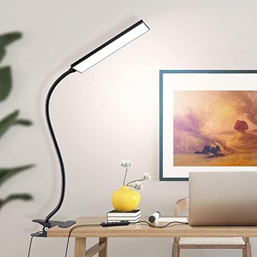 Clip on Light LED Desk Lamp with Eye-Caring LED Light and Metal Clip, 11 Level Brightness