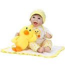 22 Inch Real Looking Newborn Girl Doll with Yellow Clothes and Duck Toy