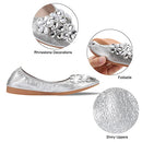 Women Ballet Flats Rhinestone Wedding Ballerina Shoes Foldable Sparkly Comfort Slip on