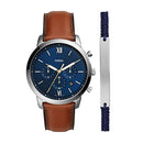 Fossil Men's Neutra Quartz Stainless Steel Chronograph Watch Bracelet Set