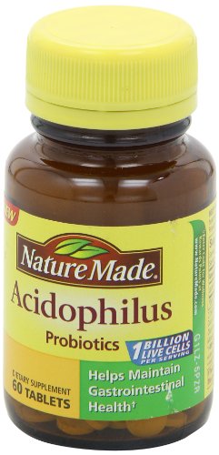 Nature Made Acidophilus Probiotics 1 Billion CFU Per Serving, 60 Tablets