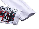 Men 's Casual Straight Slim Fit Printed Jeans Novelty Pants White, 30