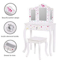 Pretend Play Kids Vanity Table and Chair Vanity Set with Mirror Makeup Dressing Table