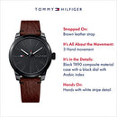 Men's Quartz Watch with Leather Calfskin Strap, Brown, 20 (Model: 1791383)