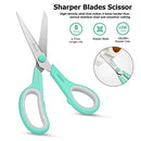 8" Multipurpose Scissors Bulk Ultra Sharp Shears, Comfort-Grip Sturdy Scissors , 3-Pack, Mint, Grey, Purple