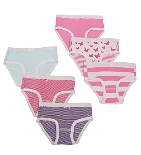 Girls Multi Stripe / Butterfly Print - Tagless Briefs Underwear