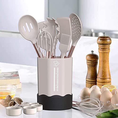 Silicone Cooking Utensil Set, Kitchen Utensils Set with Stainless Steel Handle 24 Pcs