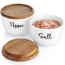 Salt and Pepper Bowls, 10 oz Salt Cellar with Lid, Stacked Ceramic Container, Salt Box