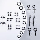 15 Pairs Earrings for Men, Black Stainless Steel Earrings Stud Kit for Men Women Fashion