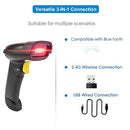 Barcode Scanner, Compatible with 2.4G Wireless & Bluetooth & USB Wired Connection