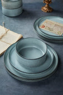 Dinnerware Sets, Plates and Bowls Set For 4, 12 Piece Dish Set, Smoky Blue