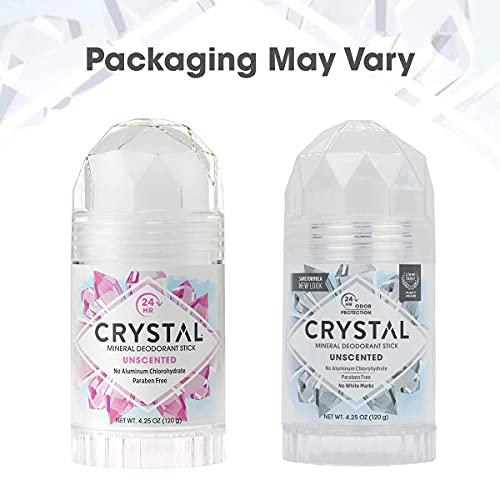 CRYSTAL Deodorant Stick (30003), Unscented, 4.25 Ounce, White