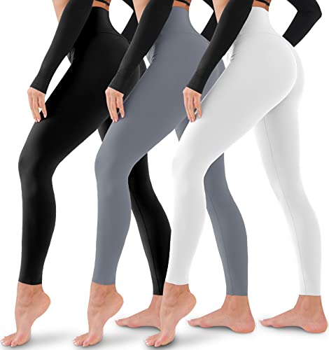 3 Pack Leggings for Women-No See-Through High Waisted Tummy Control Yoga Pants Workout Running Legging