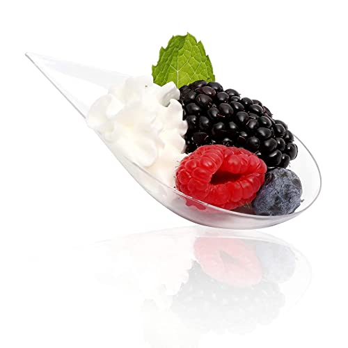 Mini Appetizer Plates and Tear Drop Spoons for Weddings (Clear, 72 Pieces)