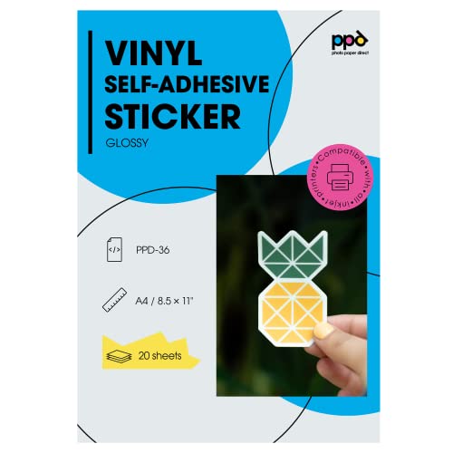 20 Sheets Inkjet Creative Media Waterproof Glossy Self Adhesive PVC Vinyl Sticker Paper