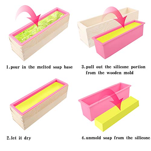 Rectangle Silicone Loaf Soap Mold with Wooden Box