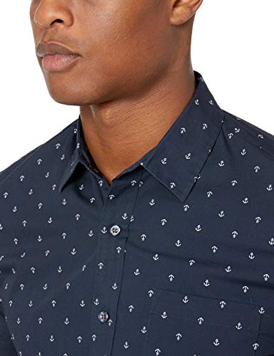 Men's Slim-Fit Short-Sleeve Print Shirt, Anchor, Large