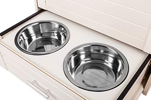 New Age Pet ecoFLEX Dog Food Pantry/Double Dog Bowl-Antique White