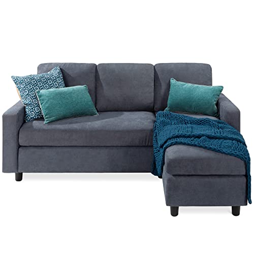 Linen Sectional Sofa for Home, Apartment, Compact Spaces w/Chaise Lounge