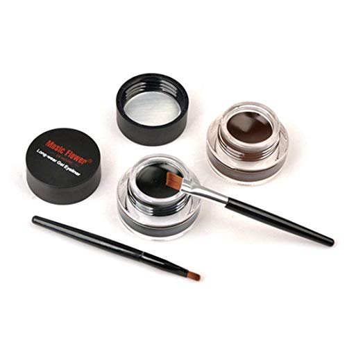 2 in 1 Black and Brown Gel Eyeliner Set Water Proof,2 Pieces Eye Makeup Brushes