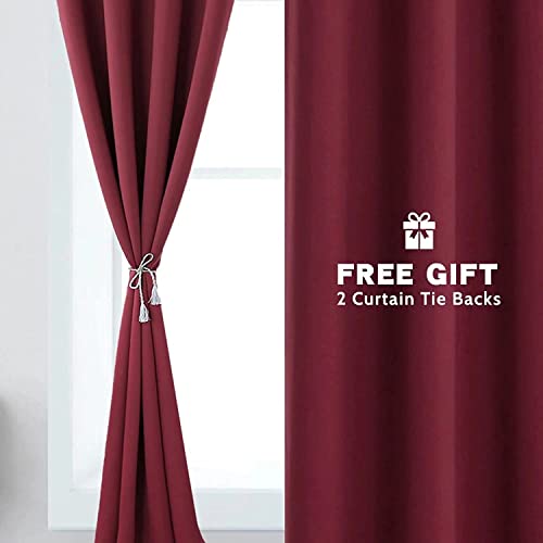 Blackout Curtains for Bedroom - Thermal Insulated Room Darkening Drapes with Tiebacks