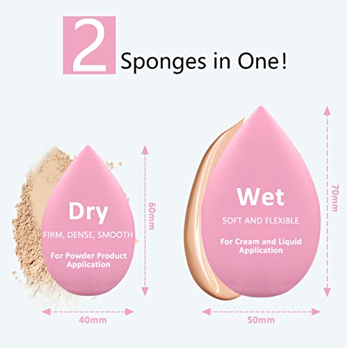 Makeup Sponges 6 Pcs Foundation Blending Beauty Sponge, Dry & Wet Use for Powder