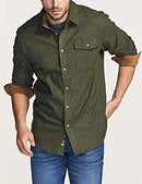 Men's All Cotton Flannel Shirt, Long Sleeve Casual Button Up Plaid Shirt