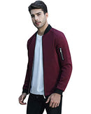 Slim Fit Lightweight Softshell Flight Bomber Jacket Coat (US L =Asian tag 4XL, Wine Red
