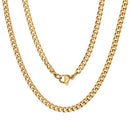 Stainless Steel Necklace Men Fashion Cuban Curb Link Chain Necklace Golden