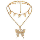 Big Butterfly Pendant Necklace Rhinestone Chain for Women Girl  Choker Necklace