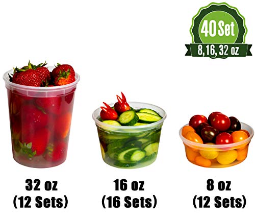 [40 Sets] Deli Plastic Food Containers with Airtight Lids, Leakproof Slime Small Combo