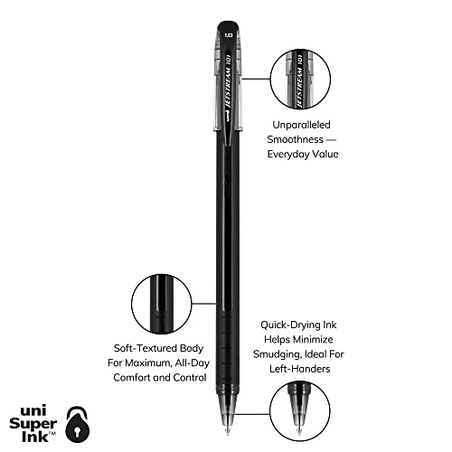 uni-ball Jetstream 101 Ballpoint Pens Medium Point, 1.0mm, Black, 12 Pack