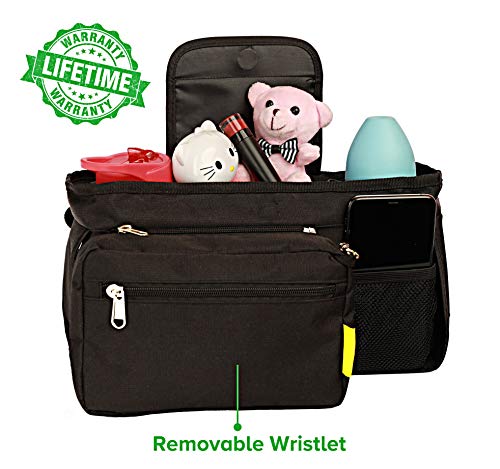 Non-Slip Stroller Organizer with Insulated Cup Holders, Shoulder Strap