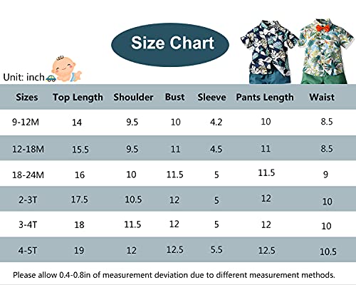 Toddler Baby Boy Shorts Sets Hawaiian Outfit,Infant Kid Leave Floral Short Sleeve Shirt Top+shorts Suits Dark Blue