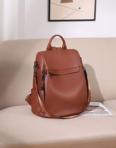 Travel Backpack Purse for Women, PU Leather Anti Theft Large,Shoulder Bags Brown