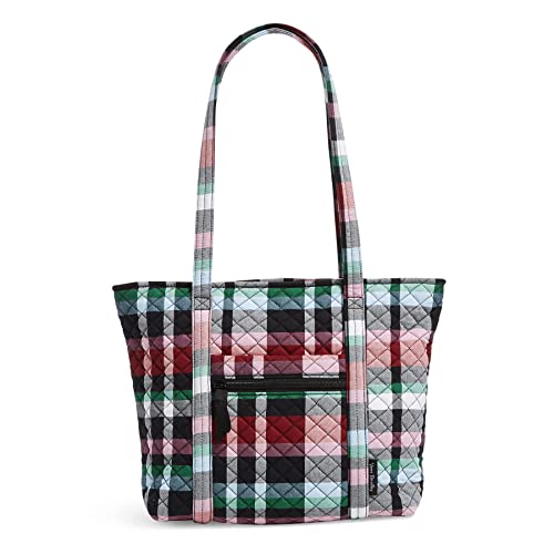 Cotton Small Vera Tote Handbag, Ribbons Plaid - Recycled Cotton, One Size US