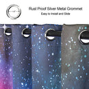 Galaxy Stars Blackout Window Curtain Panels, Blue Purple Planet  53 x 63 Inch