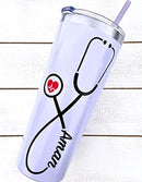 22 oz Nurse Personalized Stainless Steel Tumbler with Custom Stethoscope