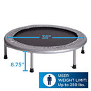 36 Inch Folding Mini Trampoline - Small, Spring-Free Fitness Rebounder for Adults