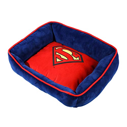 DC Comics for Pets Superman Cuddler Bed | Soft and Snuggly, Blue and Red Superhero