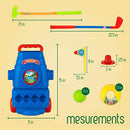 Toyvelt Kids Golf Club Set Golf Cart With Wheels, 4 Colorful Golf Sticks