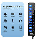 Powered USB 3.0 Hub, atolla 10 Ports USB Data Hub Splitter with Individual ON/Off