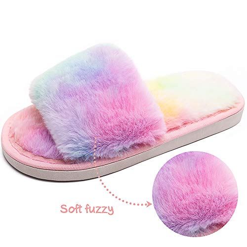 Boys Girls Fuzzy House Slippers Cute Comfy Faux Fur Slip On