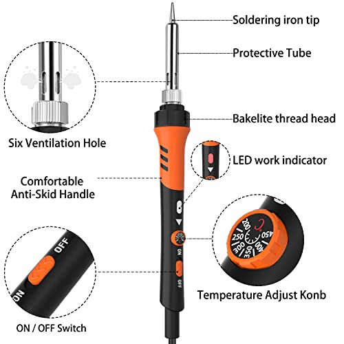 Soldering iron kit, 60W soldering gun, 9-in-1 solder iron kit tool, adjustable temperature