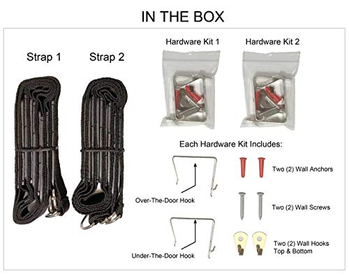 CapRack18 Over-The-Door Cap Organizer, Two Straps, Holds Up To 18 Caps, Black