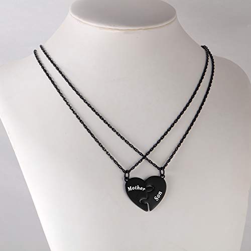Mother and Son Heart Matching Necklace Set for 2 - Son to Mom Mother