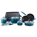 Rachael Ray Brights Nonstick Cookware Pots and Pans Set, 14 Piece, Marine Blue