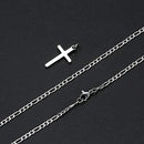 Cross Necklace for Men Figaro Chain Stainless Steel Plain Polished Cross Pendant