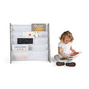 Grey/White Kids Book Rack Storage Bookshelf, 4 Tiers