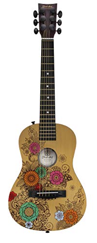 30 Inch - Top Features Flower Design - Brass Acoustic Guitar Strings, Tuning Gear, String